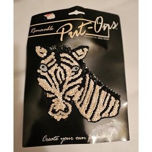 Zebra Sequin Applique Vintage Old New Stock For Sweatshirts Jackets Sweaters